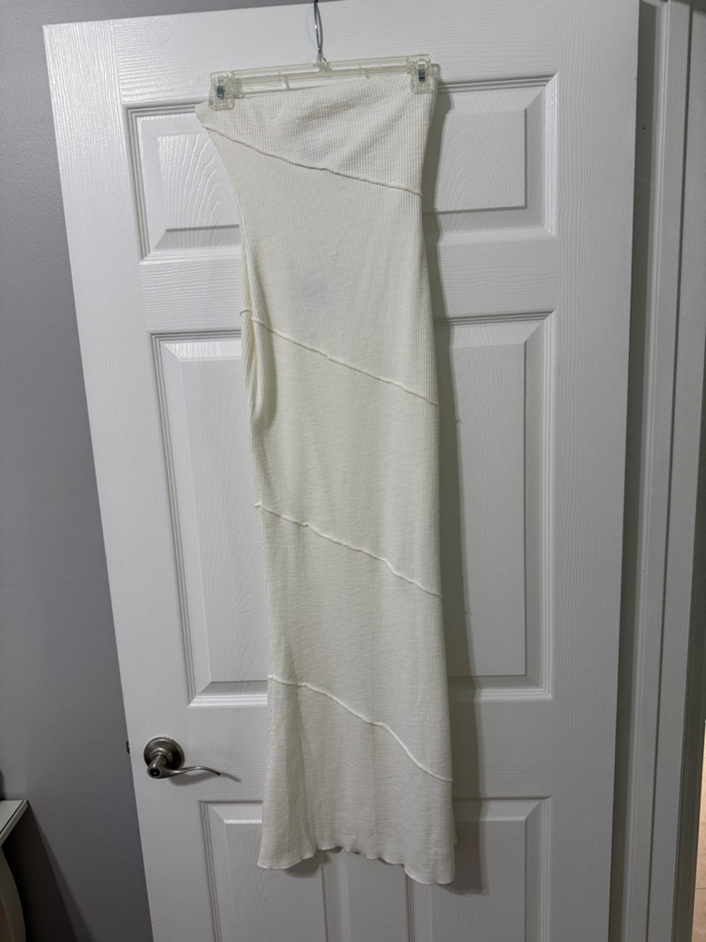 Princess Polly Cream Strapless Ribbed Maxi Dress